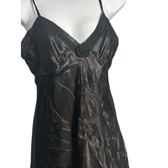 Vintage Madison Intimates Black Satin & Lace Beaded
Nightgown Slip Dress Small - Picture 3 of 6